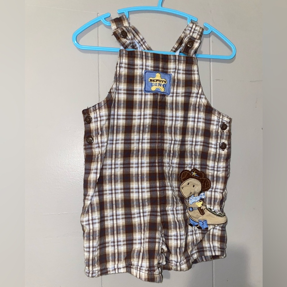 Dino, Deputy plaid overalls nine months